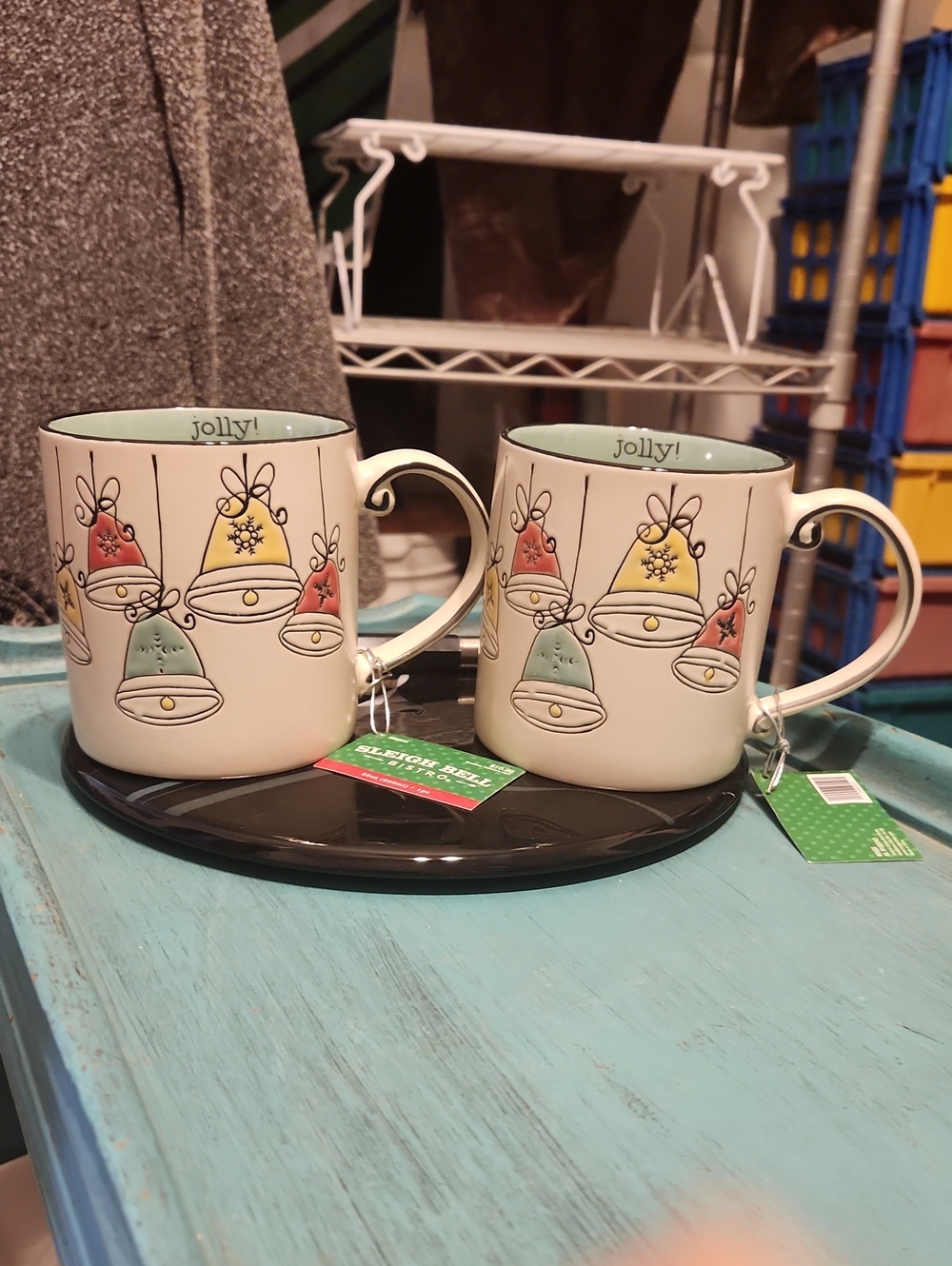 Holiday Bell Ceramic Mug - Set of 2 (Multicolor)Oversized